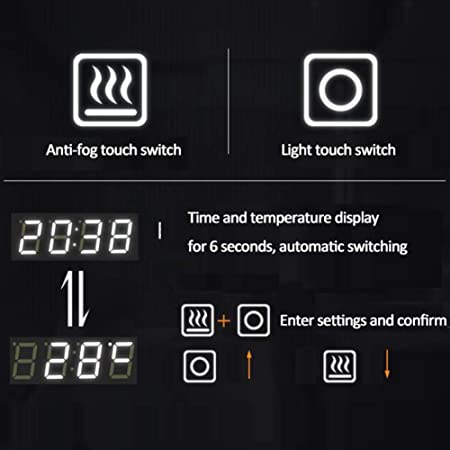LED огледало 90X60cm с функция против замъгляване, Touch и часовник J16