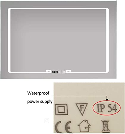 LED огледало 90X60cm с функция против замъгляване, Touch и часовник J16