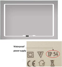 LED огледало 90X60cm с функция против замъгляване, Touch и часовник J16