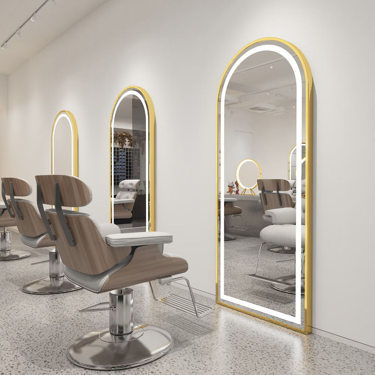 Oglinda Led Cu Touch 50X160Cm Floor Standing Golden Arque Mirror