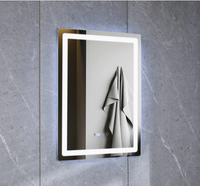 Правоъгълно LED огледало с часовник 60x80cm Две светлини J09-1
