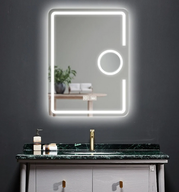 Правоъгълно LED огледало с лупа 60x80cm, функция против замъгляване и Touch J15