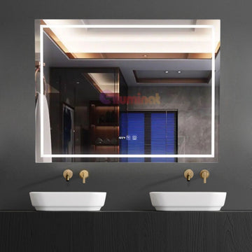 LED огледало 90X60cm с функция против замъгляване, Touch и часовник J16