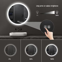Кръгло LED огледало 70 cm с функция против замъгляване и Touch E12S