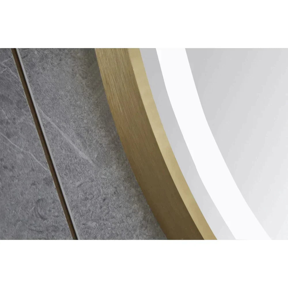 LED огледало кръгло 70cm златиста рамка, против замъгляване и Touch J26