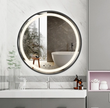 Кръгло LED огледало 70cm с черна рамка, Touch и сензор за движение J29