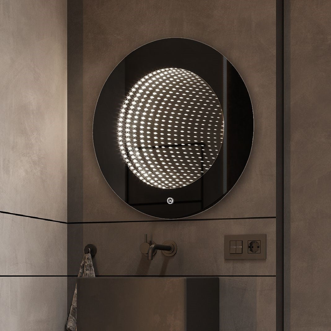 Кръгло LED огледало 3D Effect Infinity Mirror, 3 вида светлина и Touch J183