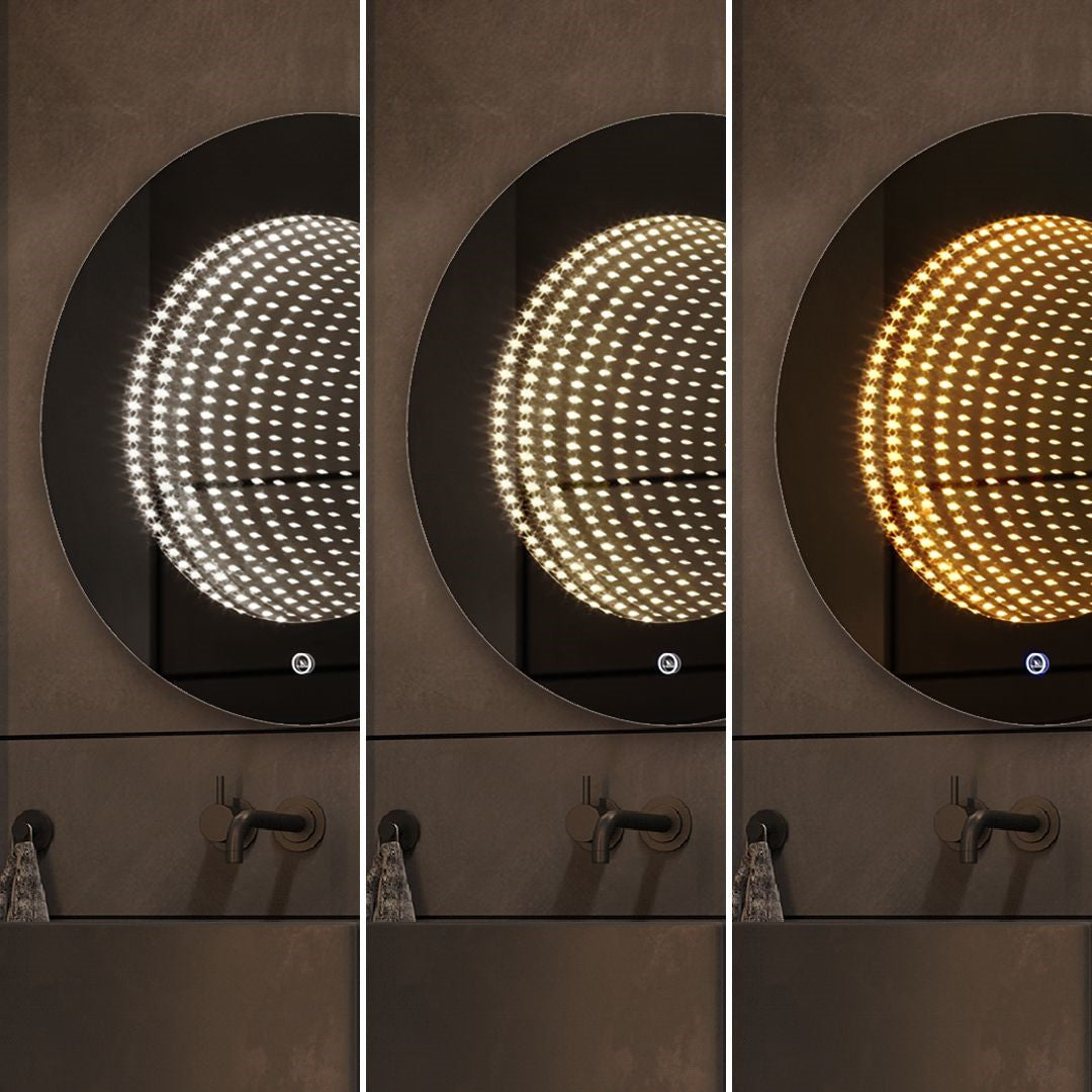 Кръгло LED огледало 3D Effect Infinity Mirror, 3 вида светлина и Touch J183