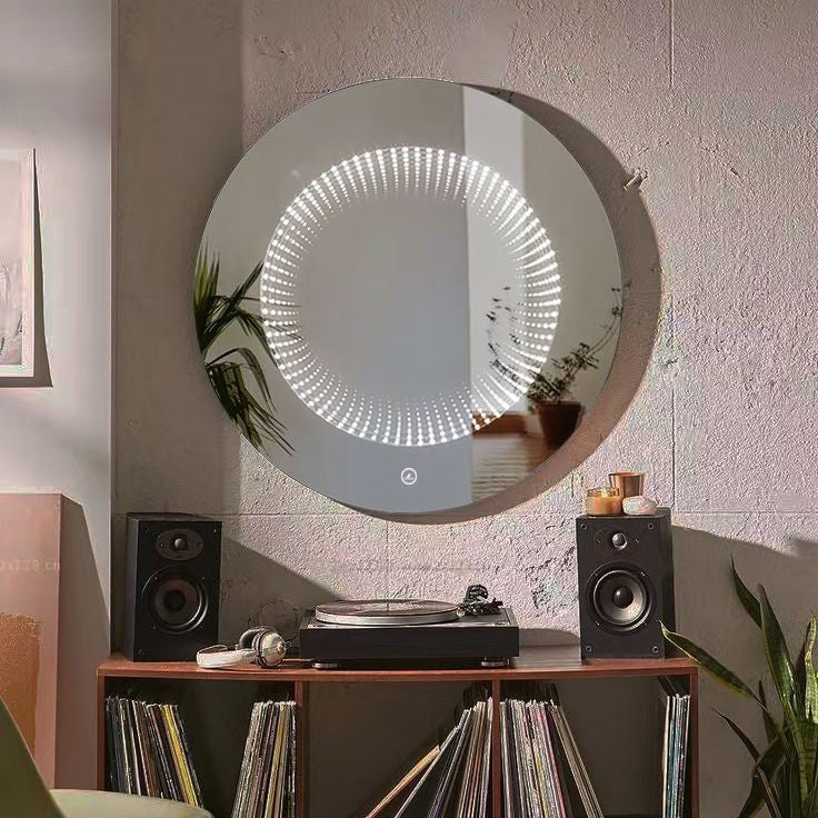 Кръгло LED огледало 3D Effect Infinity Mirror, 3 вида светлина и Touch J183