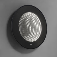 Кръгло LED огледало с черна рамка 3D Infinity Mirror, 3 вида светлина и Touch J183F