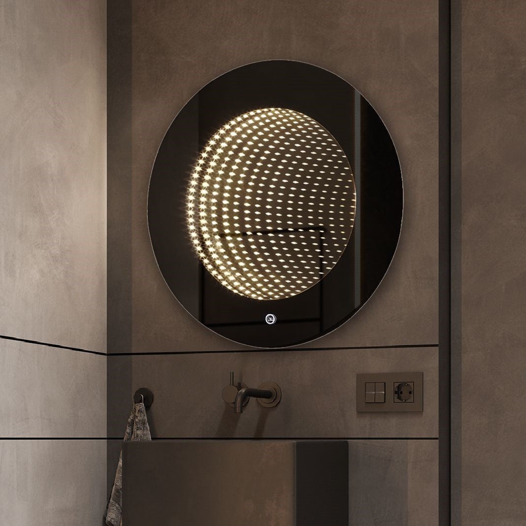 Кръгло LED огледало 3D Effect Infinity Mirror, 3 вида светлина и Touch J183