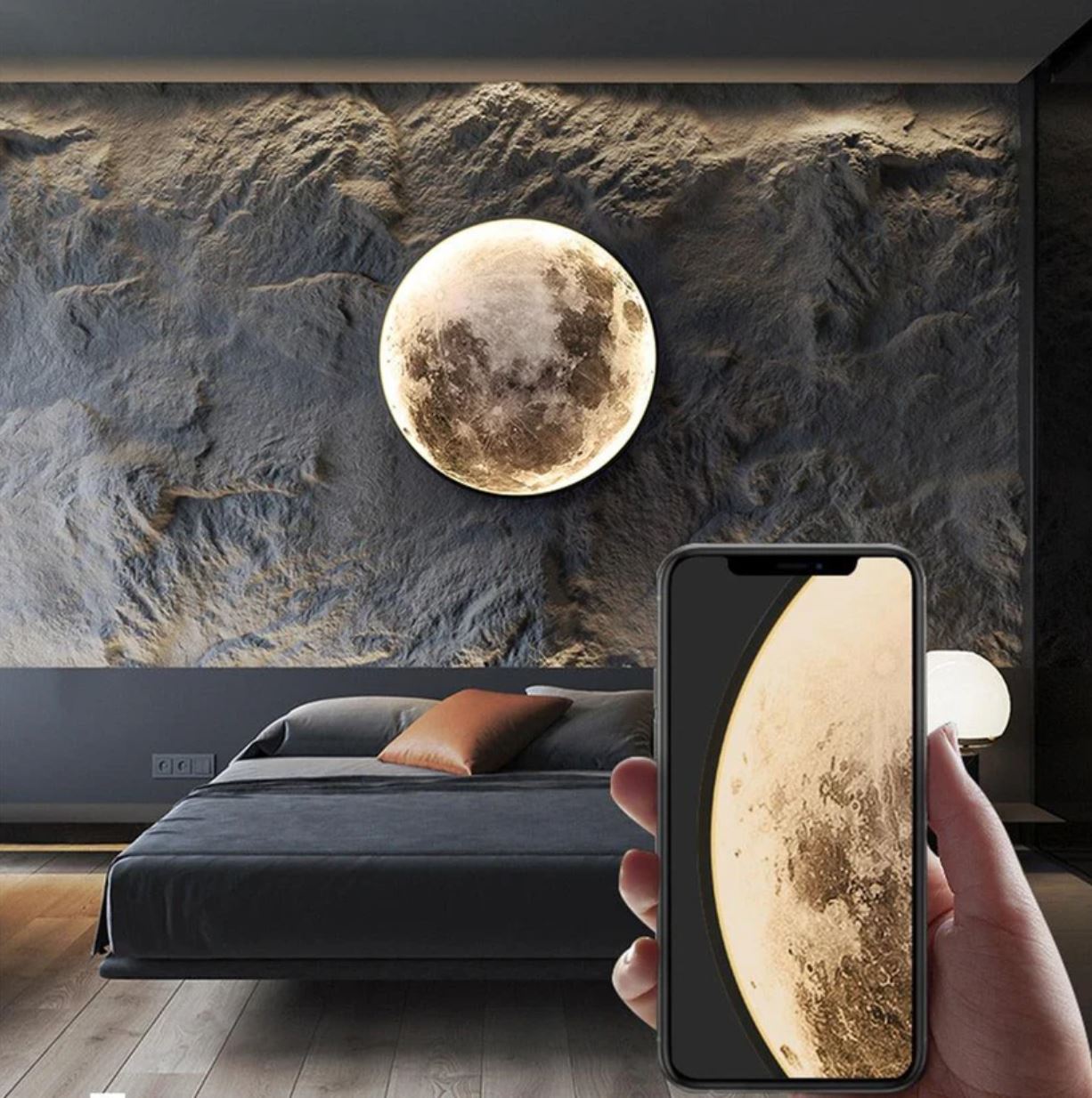 LED плафониера Dark MOON еквивалент 300W с дистанционно