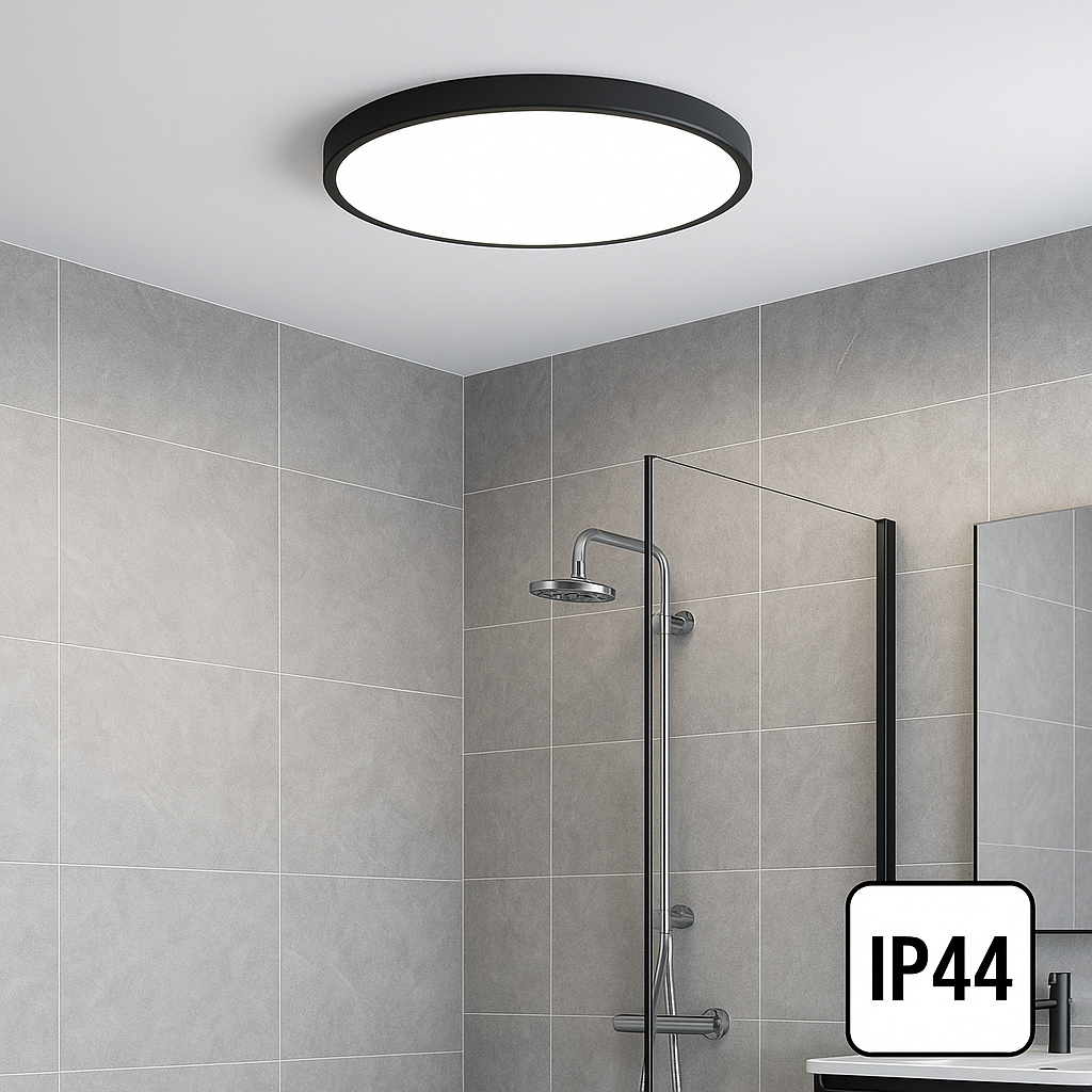 Кръгла LED плафониера 40W 40cm IP44 ULTRA-THIN BLACK Еквивалент 400W