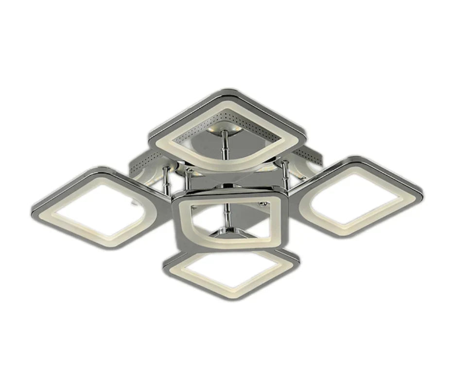 LED осветително тяло SQUARE 4+1 CHROME 40cm Дистанционно Еквивалент 500W