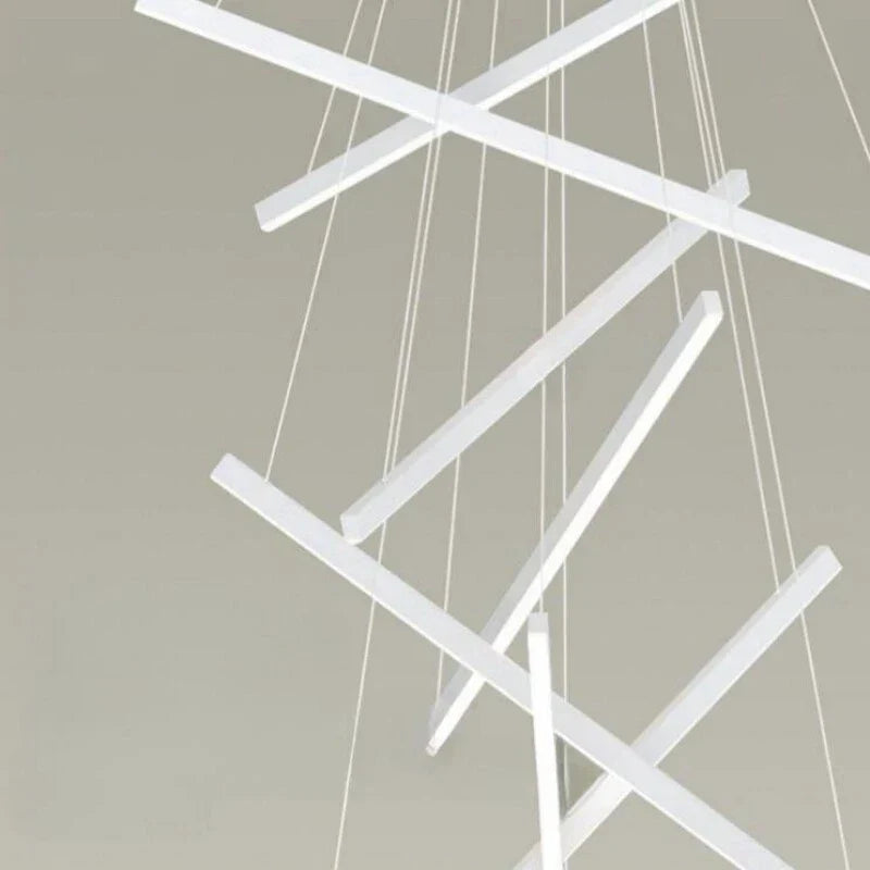 LED осветително тяло 9 Geometric WHITE Lines висящо, еквивалент 1200W 300CM