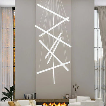 LED осветително тяло 9 Geometric WHITE Lines висящо, еквивалент 1200W 300CM