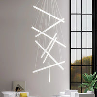 LED осветително тяло 9 Geometric WHITE Lines висящо, еквивалент 1200W 300CM