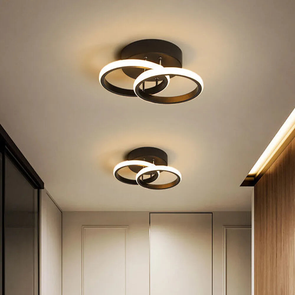 Lustra Led 28W Double Ring Negru Echivalent 150W Lighting Fixtures
