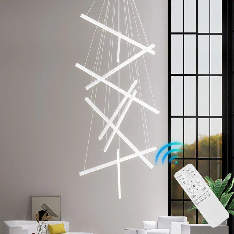 LED осветително тяло 9 Geometric WHITE Lines висящо, еквивалент 1200W 300CM