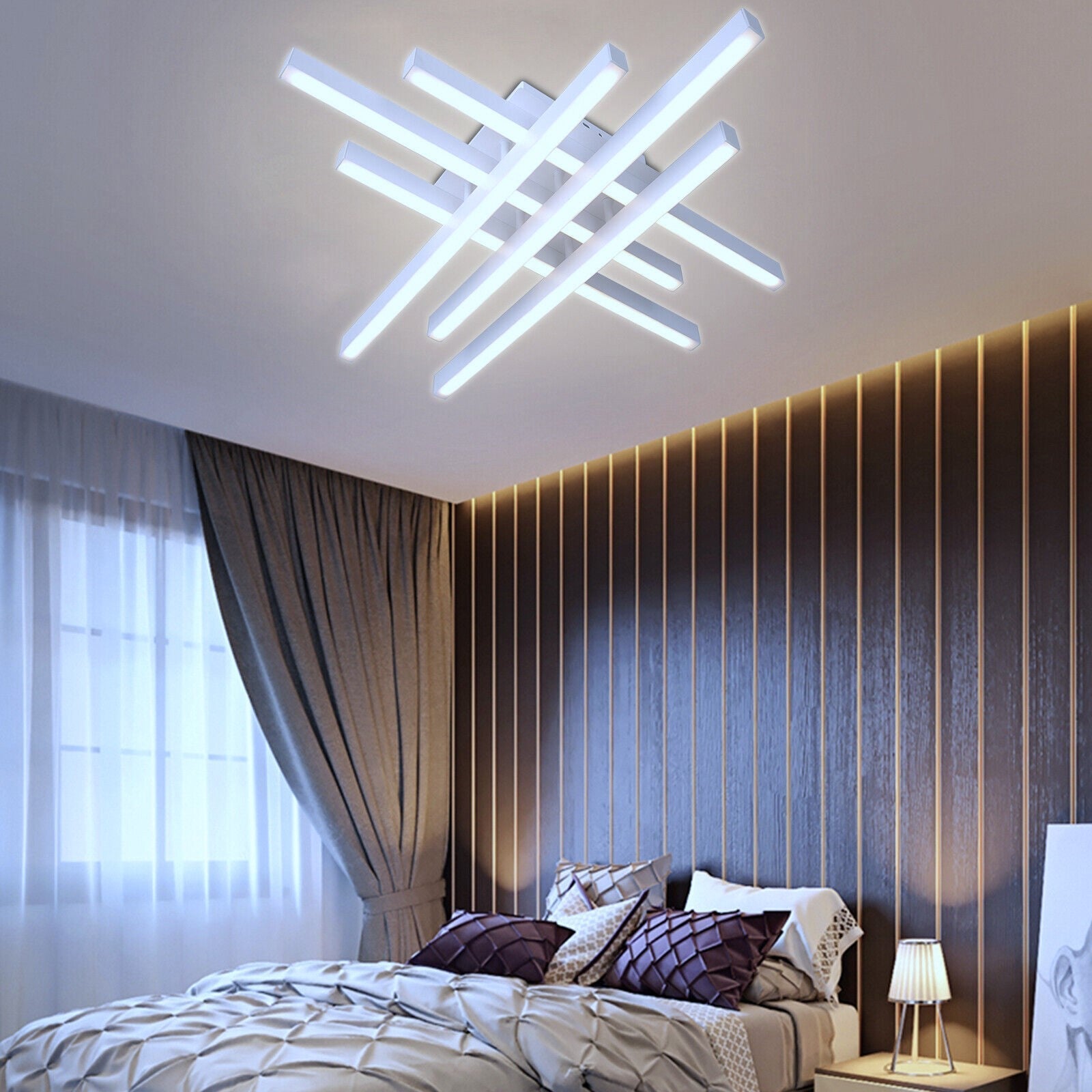 LED осветително тяло 6 LINES Design бяло SMART еквивалент 500W с дистанционно