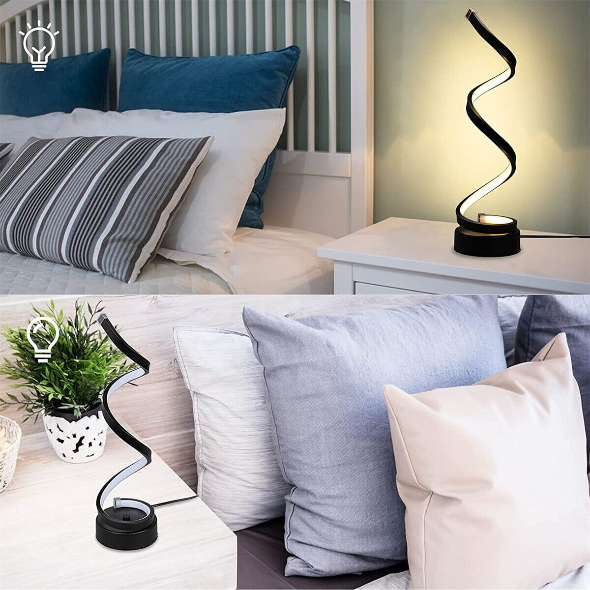 LED нощна лампа 38W Wave черна