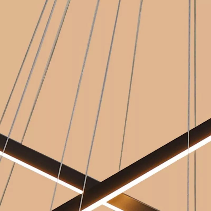 LED осветително тяло 9 Geometric BLACK Lines висящо еквивалент 1200W 300CM