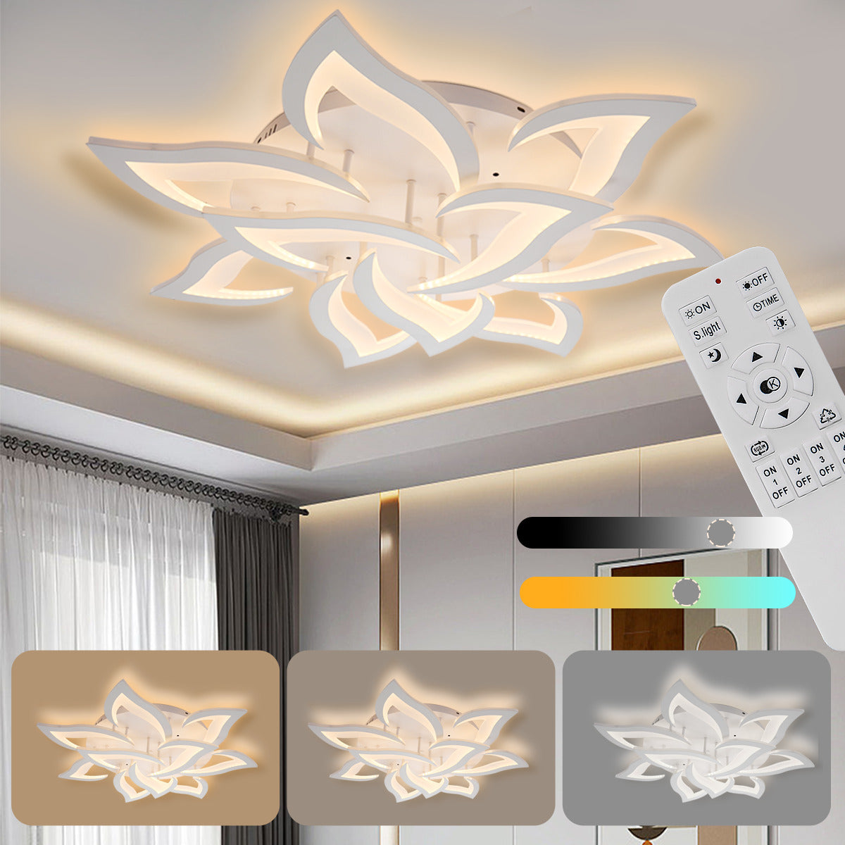 LED осветително тяло NARCISSE GRANDE с дистанционно, еквивалент 800W