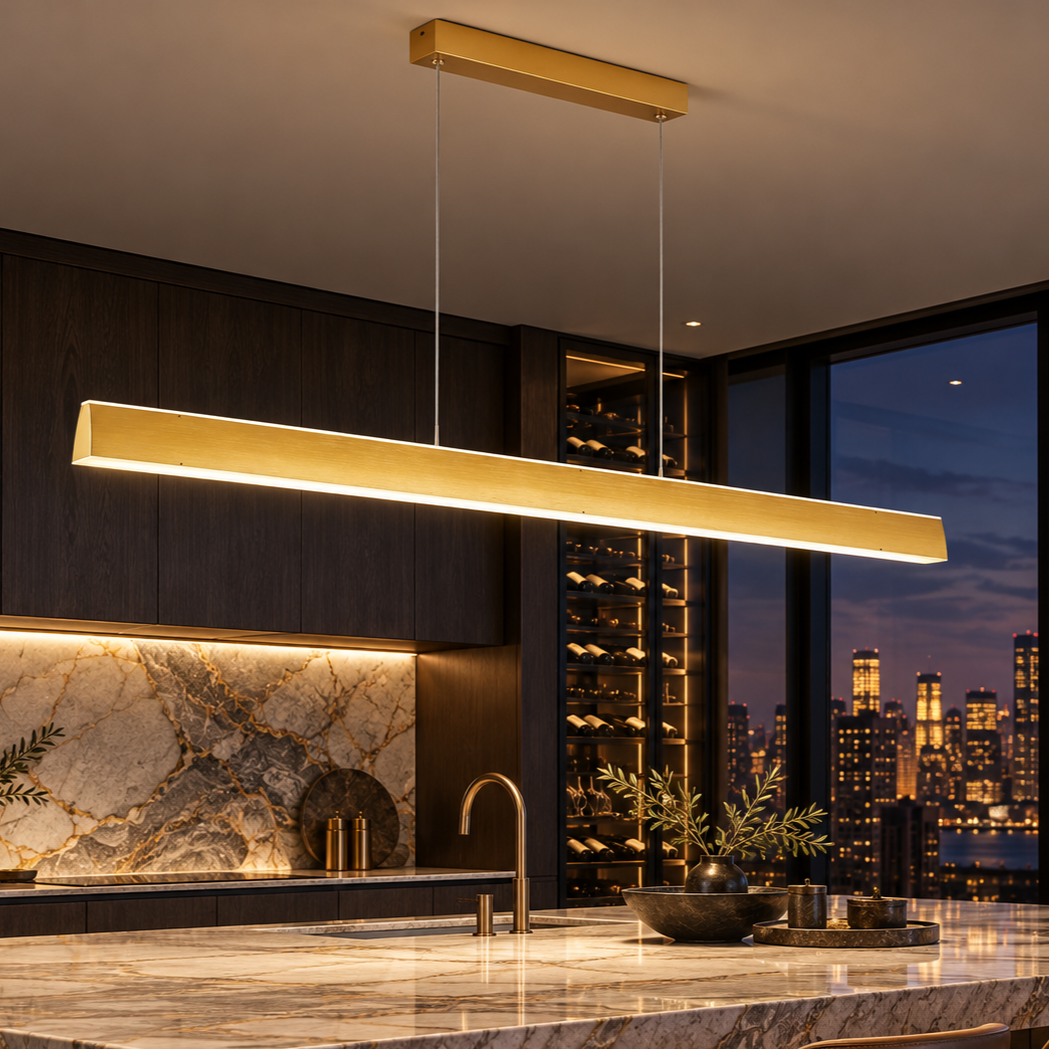 LED осветително тяло висящо Gold 120cm линейно, еквивалент 400W, с дистанционно