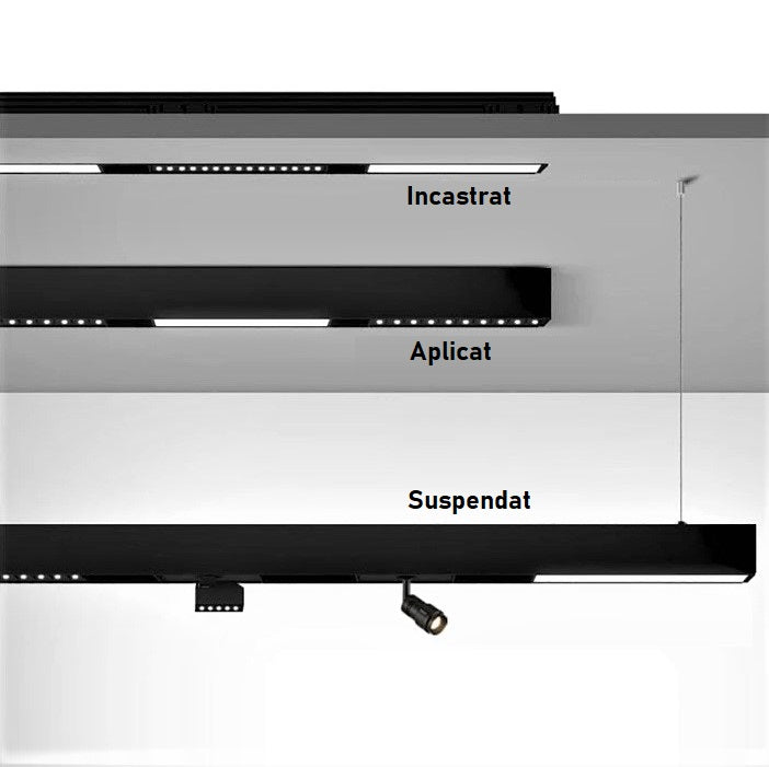 Вградена магнитна шина за монтаж на гипсокартон 2M черна