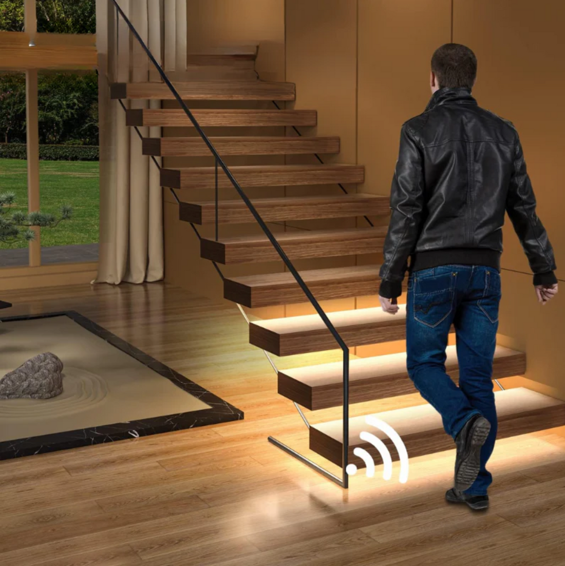Система за осветление на стъпала с LED лента и сензори - 17 стъпала - Максимум -