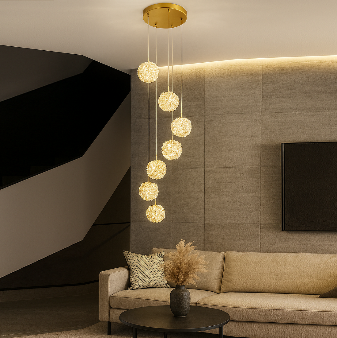 LED осветително тяло висящо Golden Sponge Deluxe 7 елемента еквивалент 800W