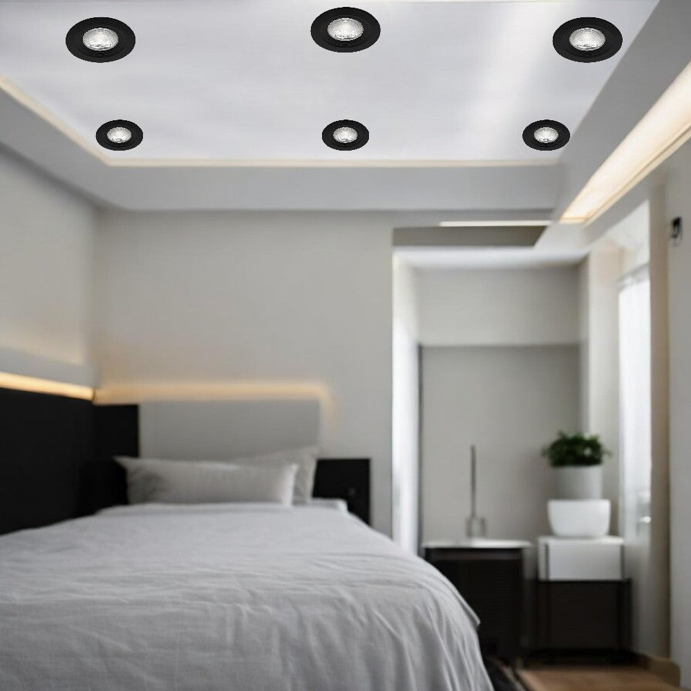 Вграден LED спот 7W CCT с 3 вида светлина, кръгъл, черен, за външна употреба IP54