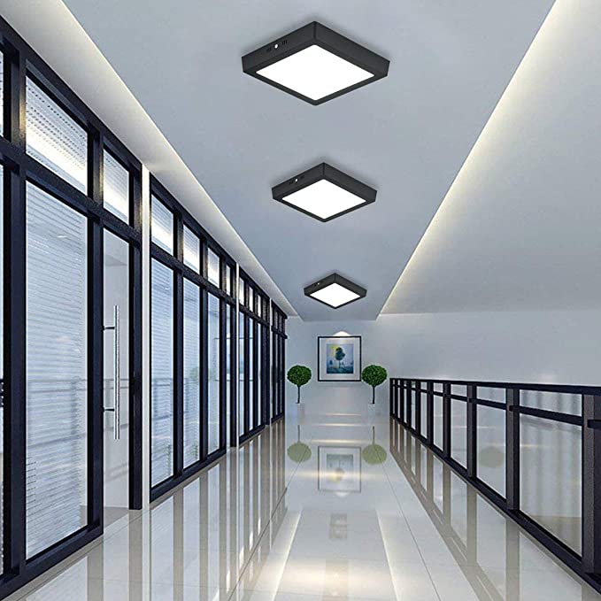 LED спот 24W квадратен черен / 283x283mm / повърхностен
