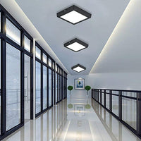 LED спот 18W квадратен черен / 210x210mm / повърхностен