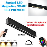 LED спот 12W 22cm магнитен линеен SMART CCT черен дистанционно