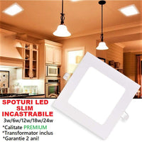 LED спот 3W Slim квадратен бял / 89x89mm / вграден