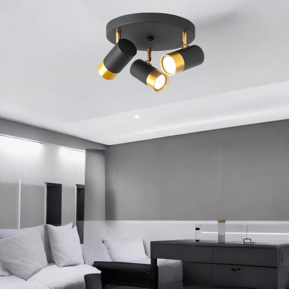 Регулируем спот черен + златен Exquisite 3xGU10, кръгла основа
