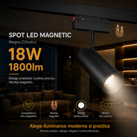 LED спот 18W магнитен черен цилиндър