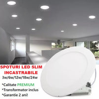 LED спот 12W Slim кръгъл бял / 168mm / вграден