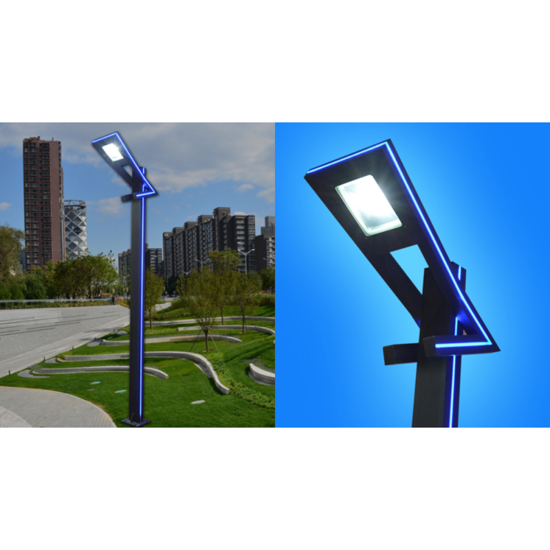 Уличен осветителен стълб 50W неутрално бяло + синьо 3m