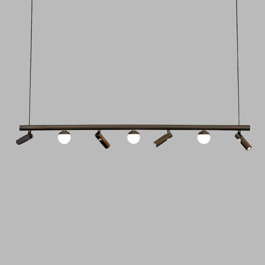 LED осветително тяло тип пендел MELI Black с абажур и 4 спота, еквивалент 150W, с дистанционно