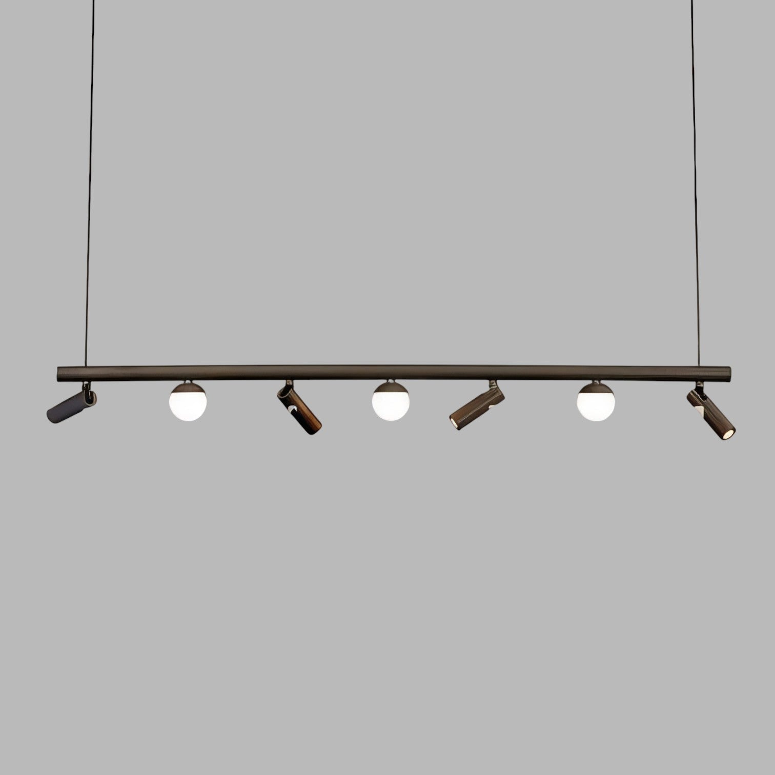 LED осветително тяло тип пендел MELI Black с абажур и 4 спота, еквивалент 150W, с дистанционно