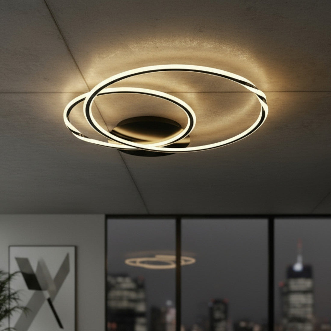 LED осветително тяло 2 BLACK CIRCLE Еквивалент 600W Дистанционно управление