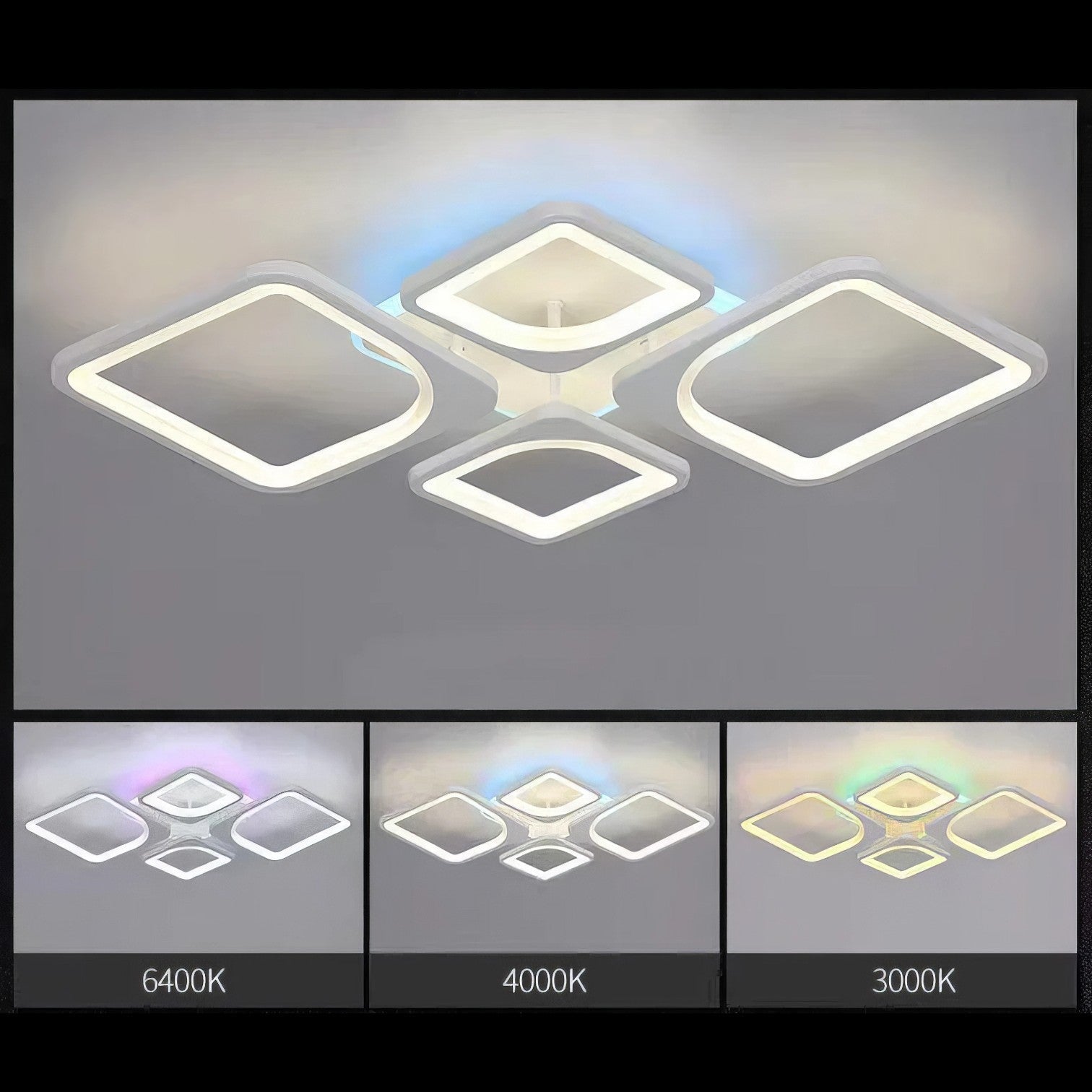Осветително тяло LED 4 Square VENOX White RGB Еквивалент 300W Дистанционно