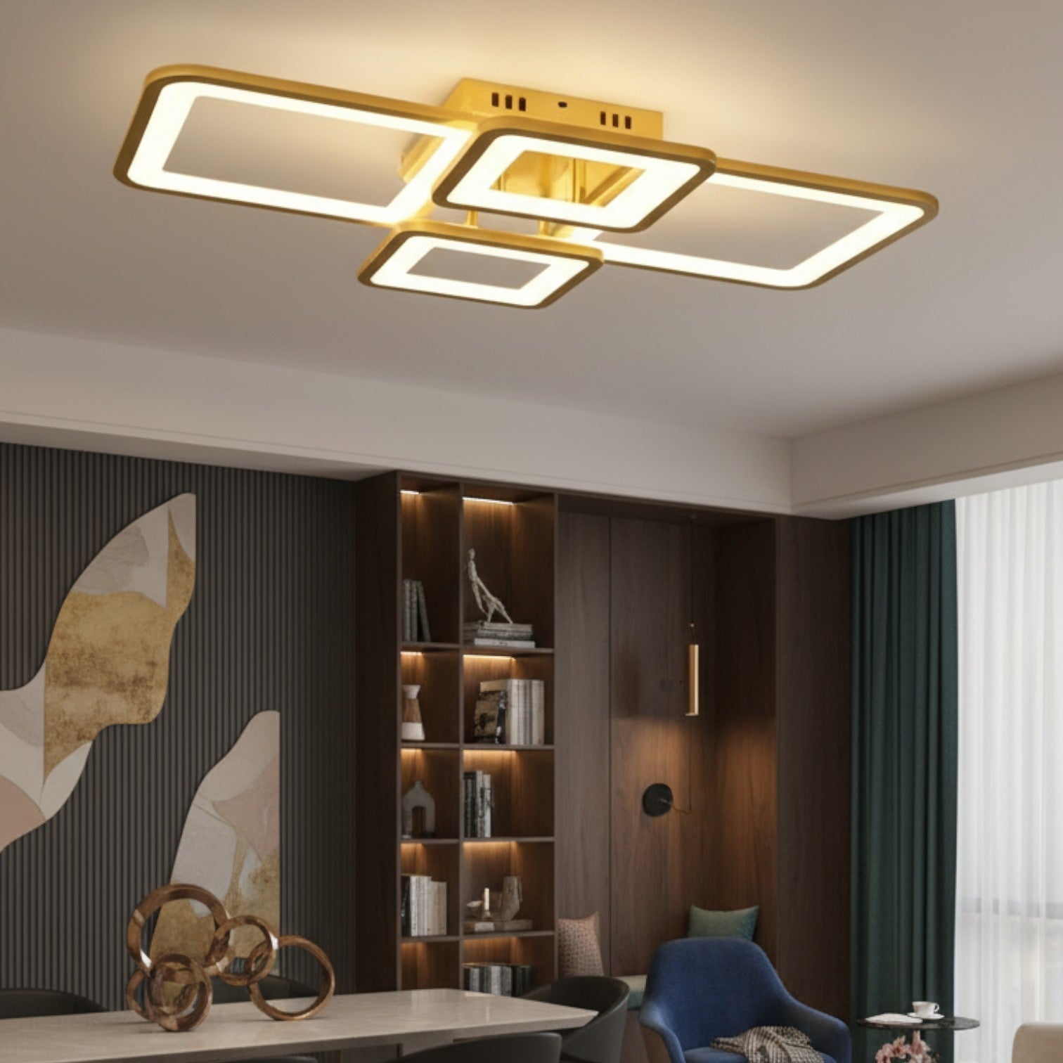 LED осветително тяло 4 Square LUMO Gold еквивалент 500W с дистанционно