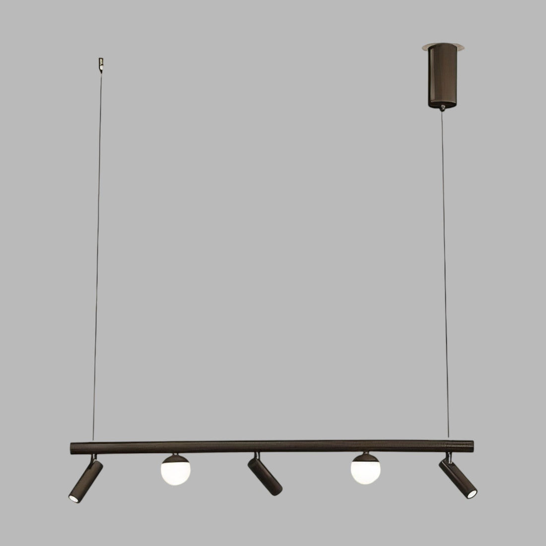LED осветително тяло тип пендел MELI Black с абажур и 3 спота, еквивалент 90W, с дистанционно