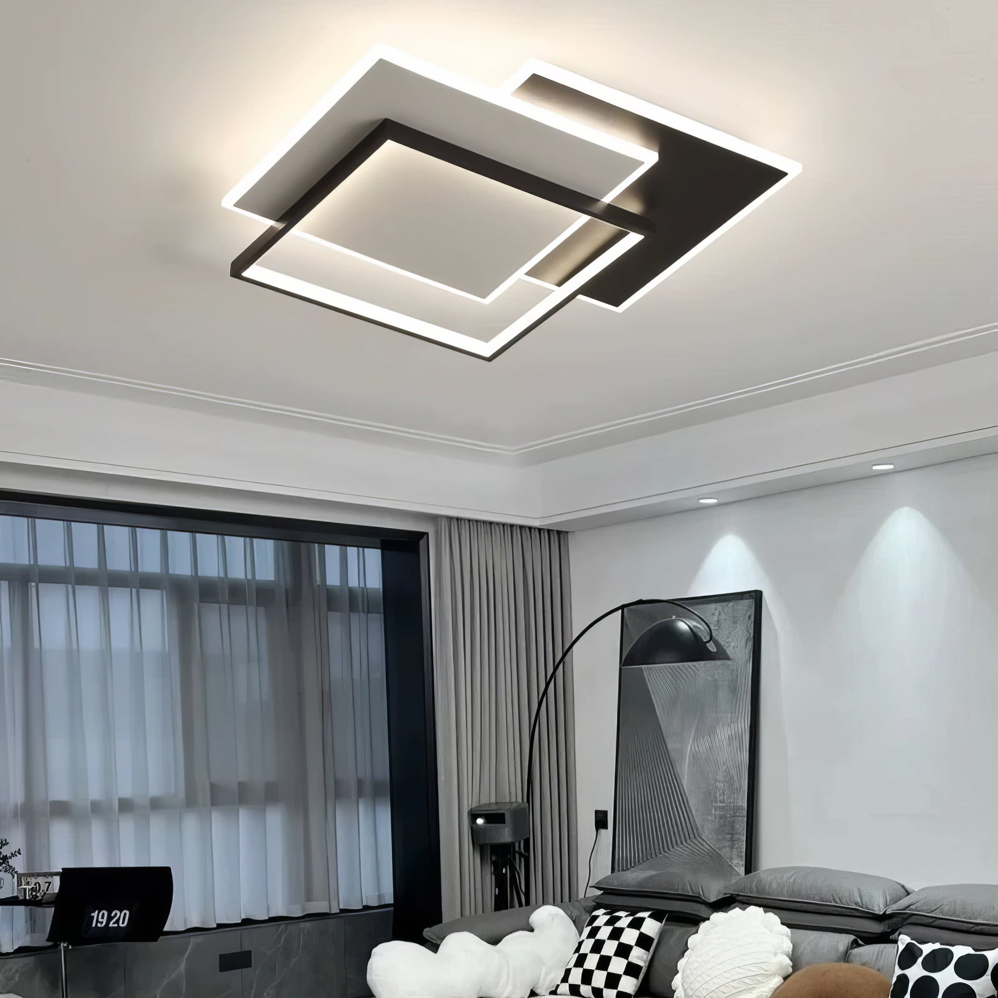 LED осветително тяло 3 Square RION Black еквивалент 600W с дистанционно