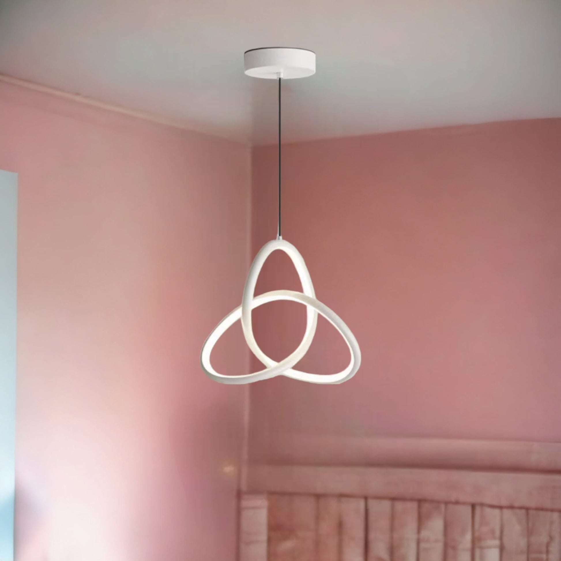 Lustra Led Suspendata 20W Tworings White 3 Functii Led Ceiling Light
