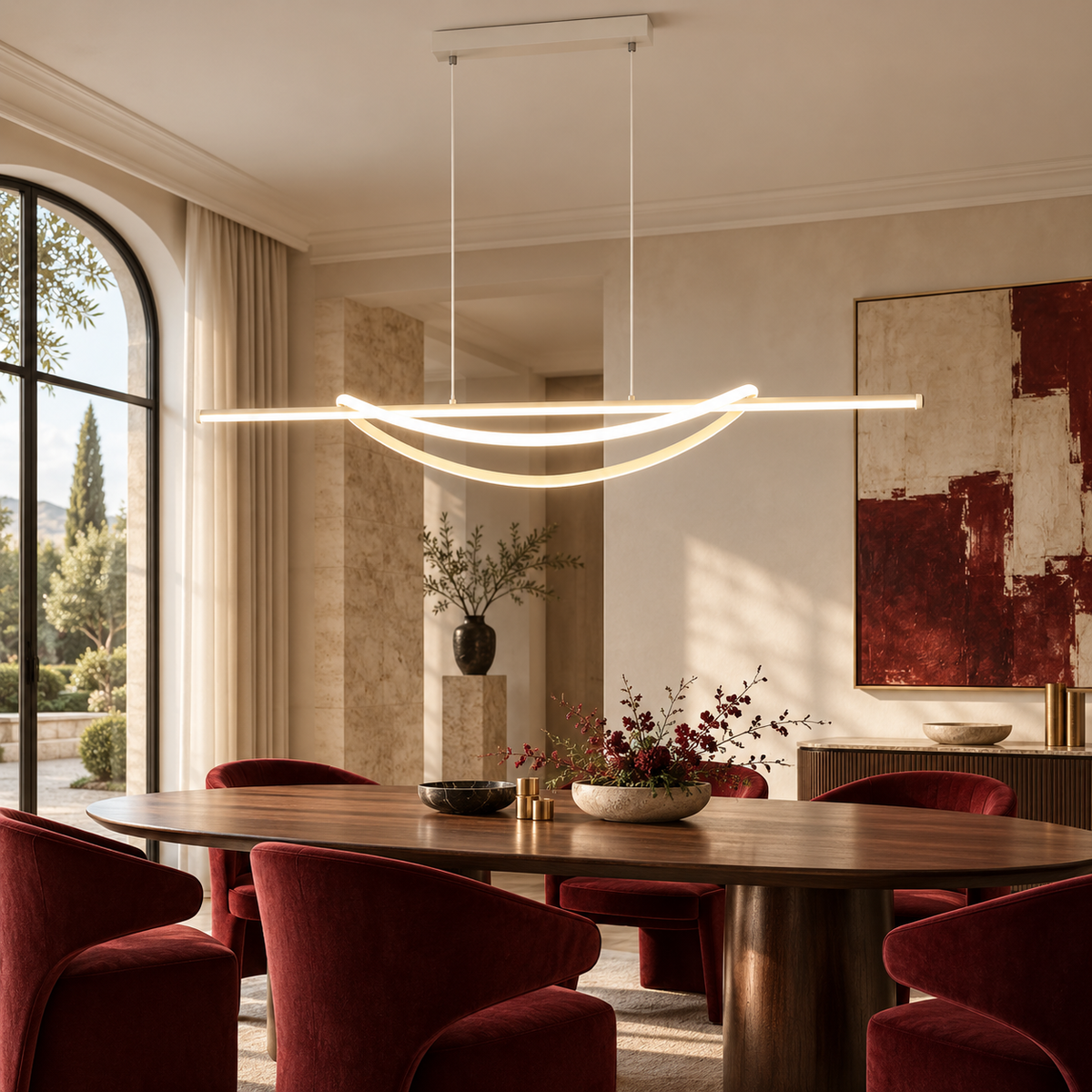 LED осветително тяло SIMA висящо White еквивалент 500W с дистанционно