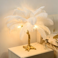 Луксозна настолна лампа Luxury Peacock White 3xE14